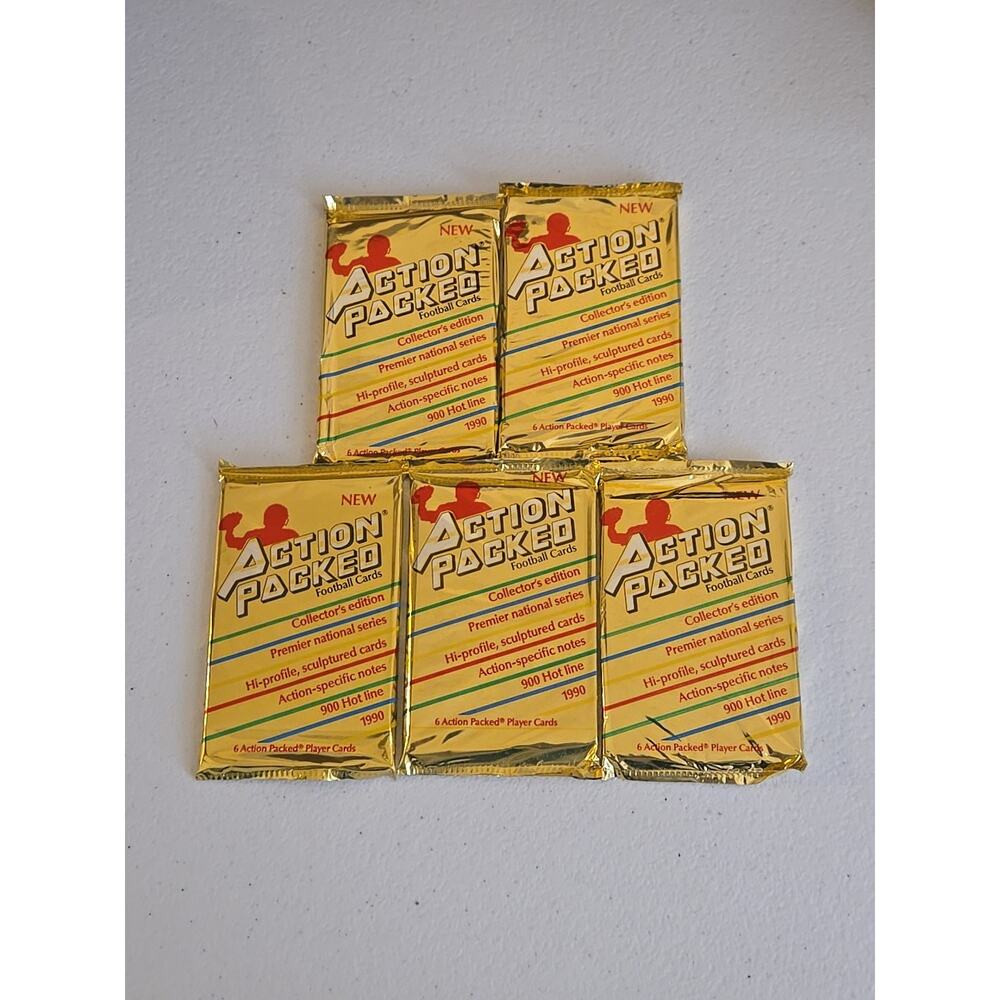 Lot Of 5 action packed football card Packs 1990